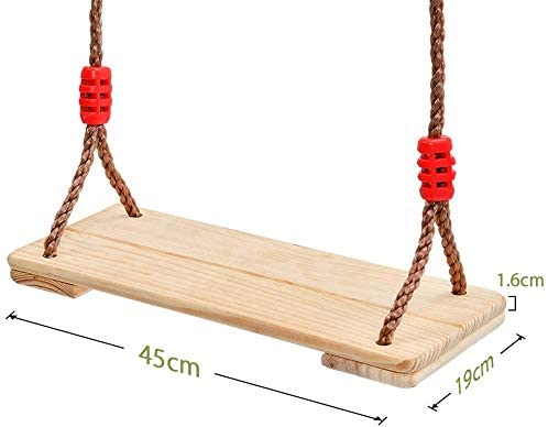 Dripex Wooden Swing Seat With Durable Adjustable Nylon Rope Garden Games Traditional Pine Wood Tree Swing for Adults & Kids Indoor Outdoor