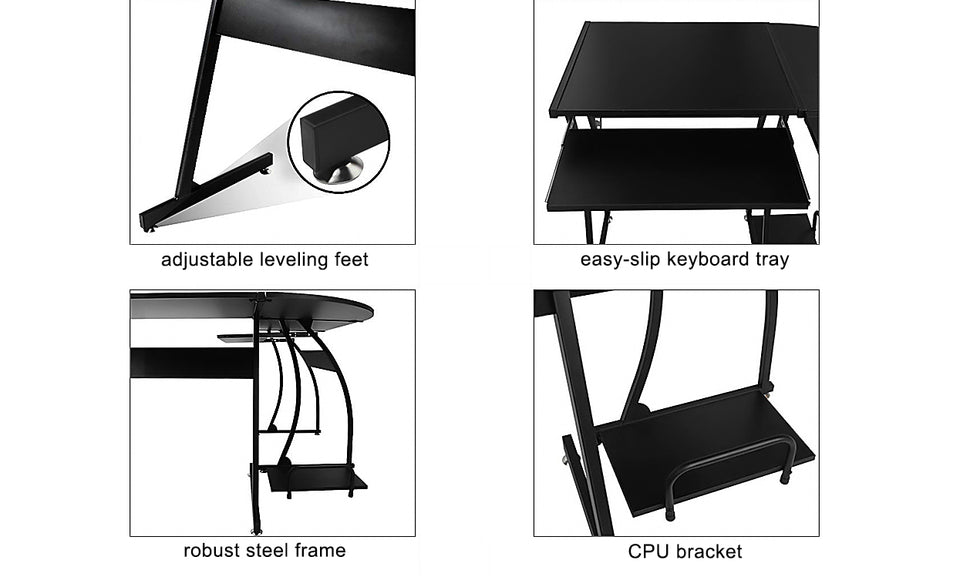 Dripex Corner Computer Desk, L Shaped Corner Gaming Desk for PC with CPU Stand