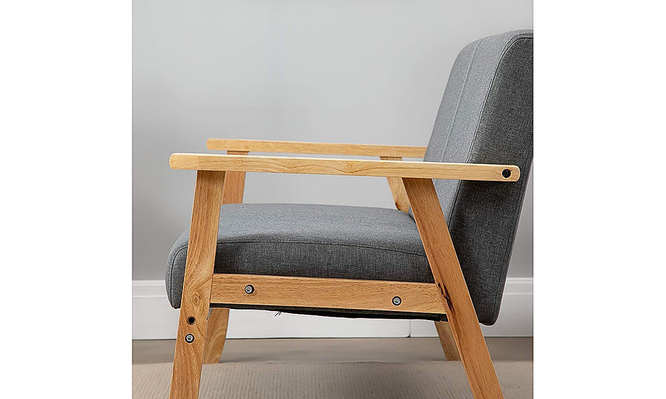 iropro 2 Seater  Wooden Frame Linen Square Arm Sofa