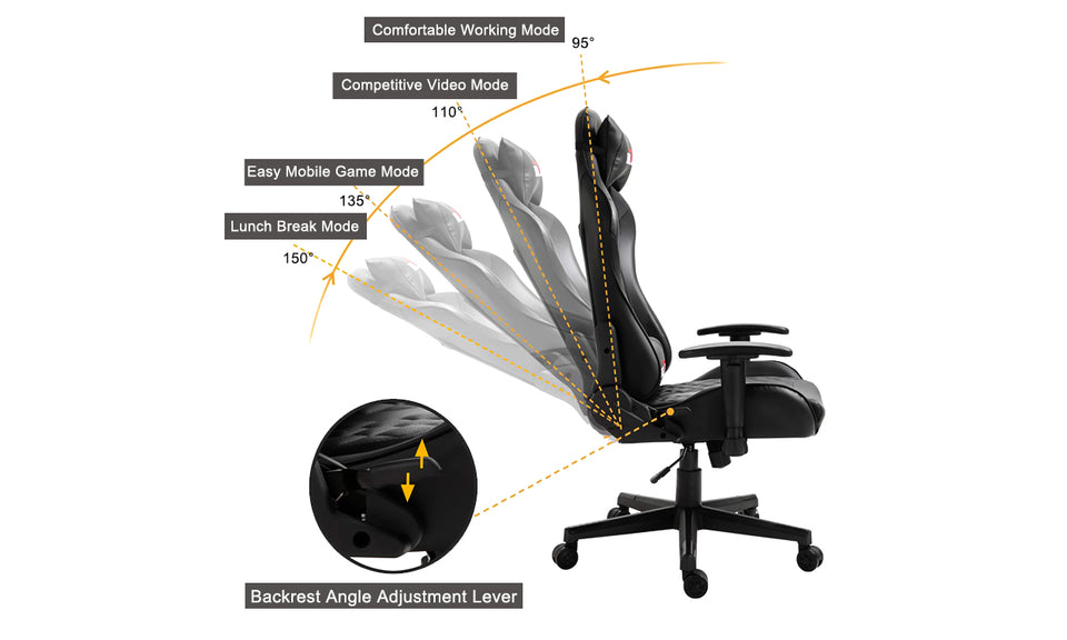 Bigzzia Ergonomic  PC & Racing Game Chair-172 Degree