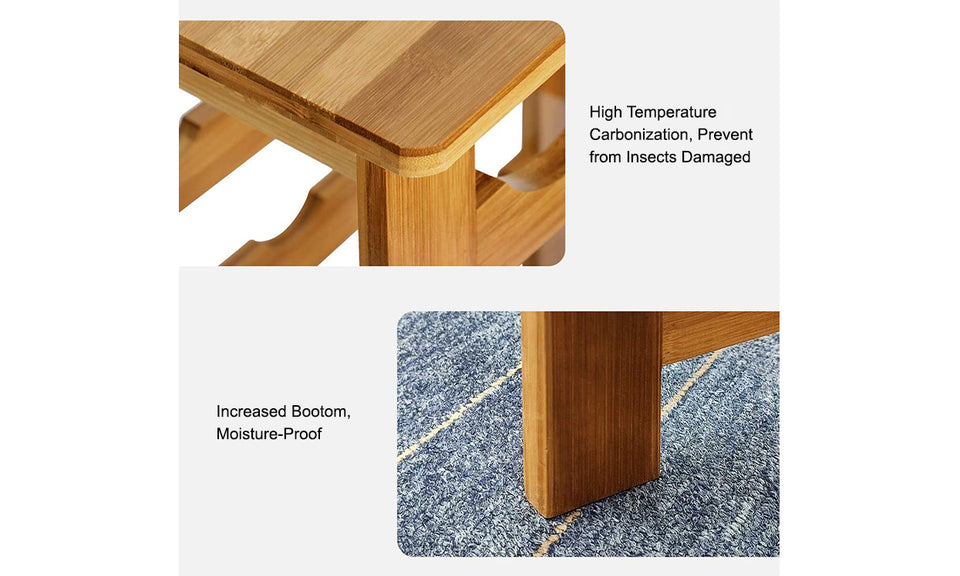 Dripex Bamboo Wine Rack 7 Tier 27 Bottle Wine Holder Wine Storage Rack Free Standing Display Shelves for Home Kitchen