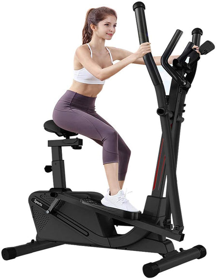 Dripex Cross Trainer Machine (2020 New Version) - 4in1 Elliptical Exercise Machine with 16 Level Adjustable Magnetic Resistance, LCD Monitor and Tablet Holder, Perfect for the home gym