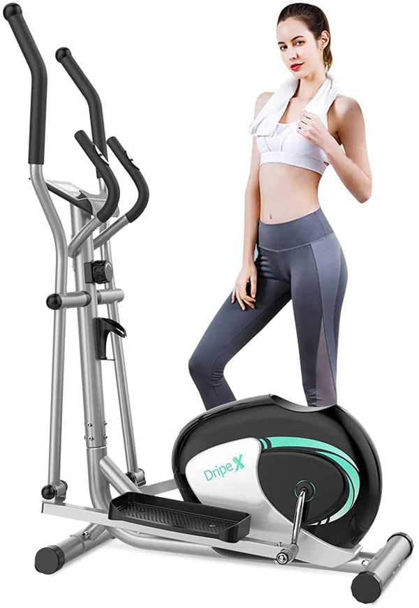 Dripex Elliptical Cross Trainer (2021 New Version), 8 Level Magnetic Resistance Elliptical Machine for Home Use w/ 6KG Flywheel, Pulse Rate Grips, LCD Monitor, iPad & Bottle Holder