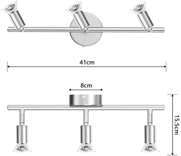 3 Light Wide Fixed Rail - Ceiling or Wall Mount