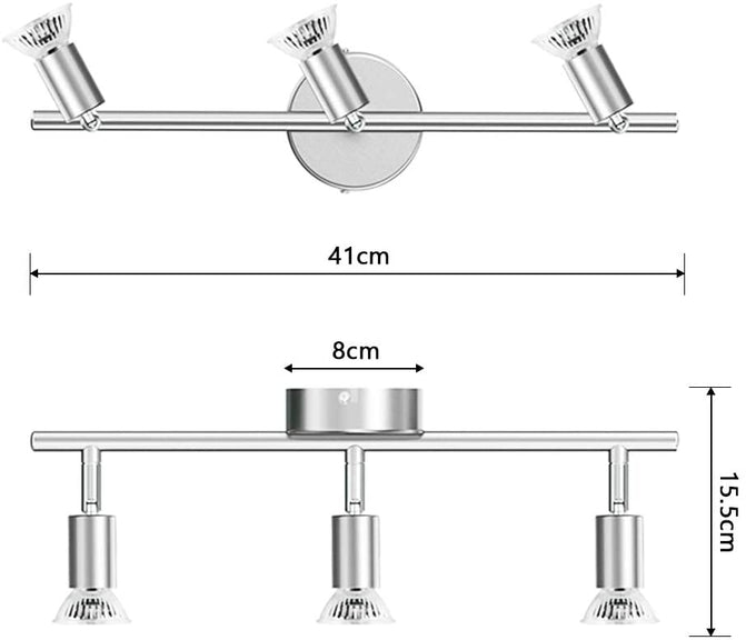 3 Light Wide Fixed Rail - Ceiling or Wall Mount