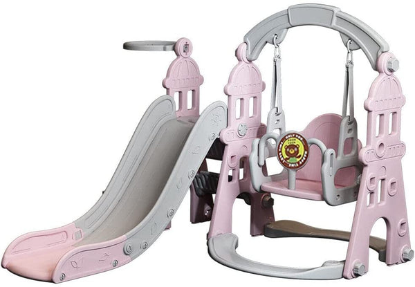 iropro Baby Swing and Slide Set ,Indoor Climbing Frame for Toddlers with Basketball Hoop and Ball