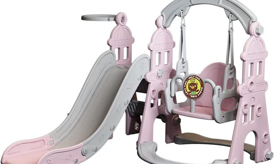 iropro Baby Swing and Slide Set ,Indoor Climbing Frame for Toddlers with Basketball Hoop and Ball