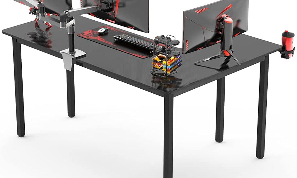 Dripex L shaped Corner Gaming Desk Large Desktop Surface with Cup Holder
