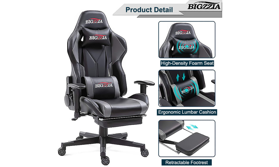 Bigzzia Gaming Chair - Ergonomic Office Chair (with footrest)
