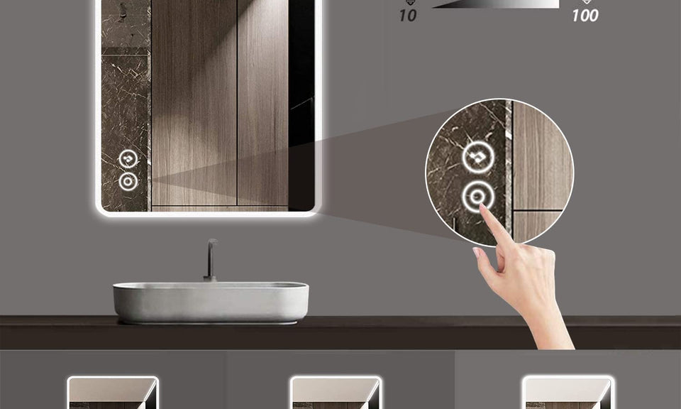 Dripex Illuminated Backlit LED Bathroom Mirror ,600*800 MM Bluetooth Bathroom Mirrors with Dimmable LED Lights and Demister Pad, Horizontal/Vertical