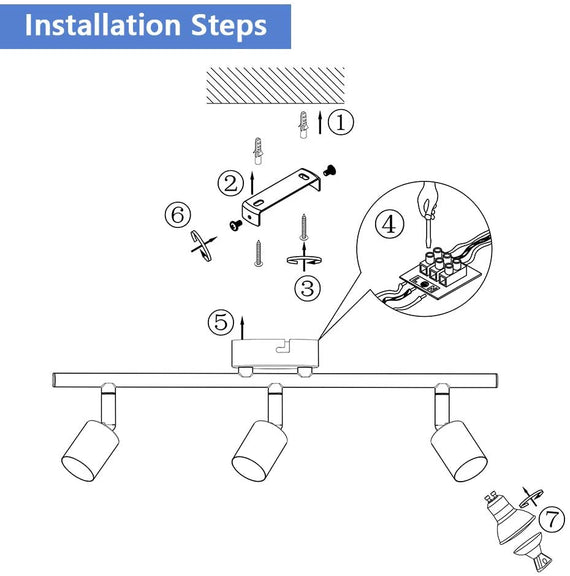 3 Light Wide Fixed Rail - Ceiling or Wall Mount