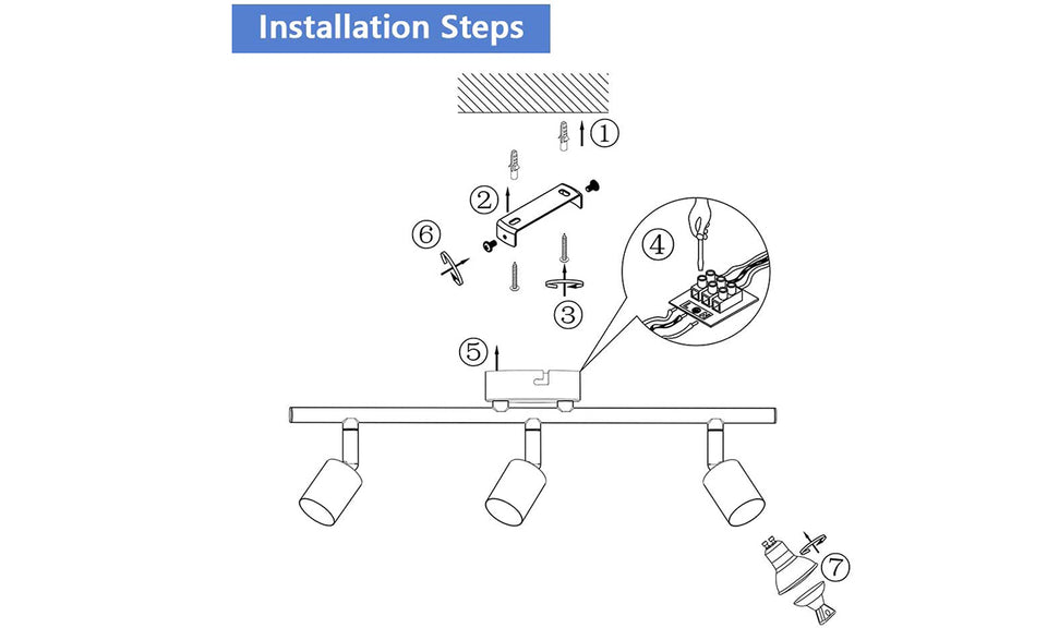 3 Led Light Track Lighting - Ceiling or Wall Mount