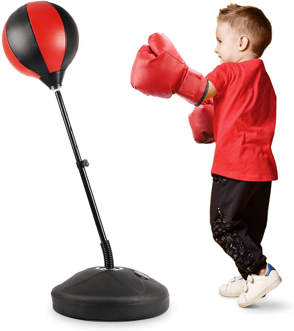 Dripex Punching Bag for Kids Adjustable Speed Reflex Training with Boxing Gloves