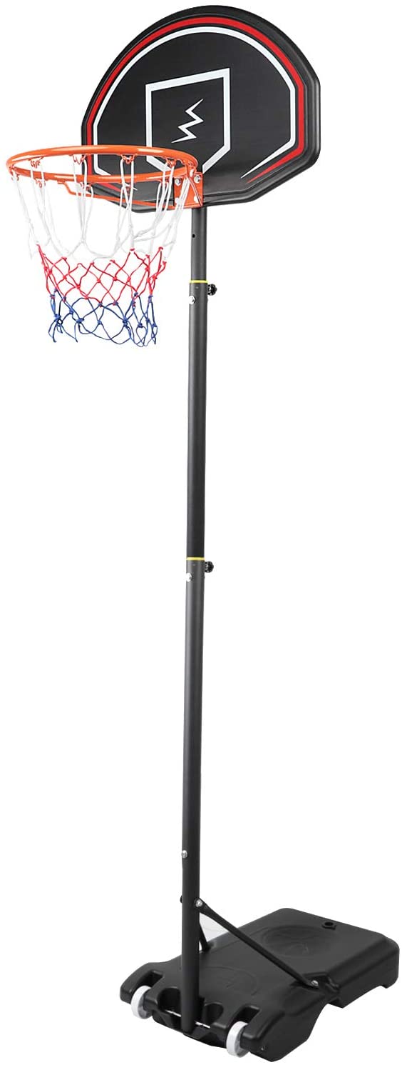 Dripex Professional Kids Height Adjustable Portable Outdoor Basketball Hoop Free standing Basketball Stand Net Set for kids 1.6M-2.1M with Wheels