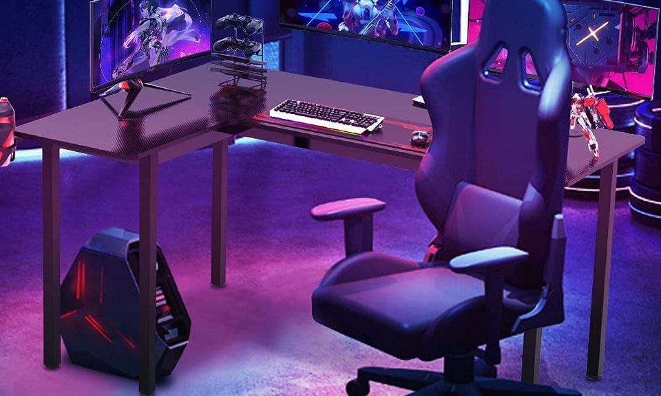 Dripex L shaped Corner Gaming Desk Large Desktop Surface with Cup Holder