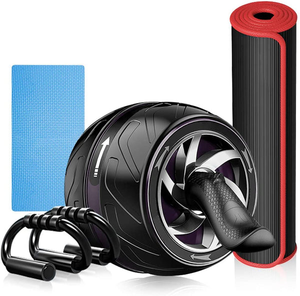 YOLEO 4-in-1 Abdominal Exercise Roller Set with Extra Thick Knee Pad Mat