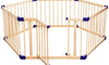 Dripex 204 x 104cm Wooden Baby Playpen, 6 Panels Large Play Fence for Toddlers, Kids Hexagonal Rectangle Activity Center Safety Play Yard with Lockable Door for Indoor and Outdoor (100cm x 6 Panels)