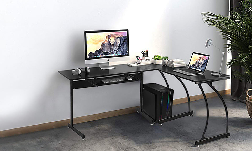 Dripex Corner Computer Desk, L Shaped Corner Gaming Desk for PC with CPU Stand