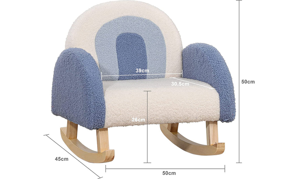 DRIPEX Kids Armchair, Wooden Rocking Teddy Fleece Chair for Child Aged 2-6