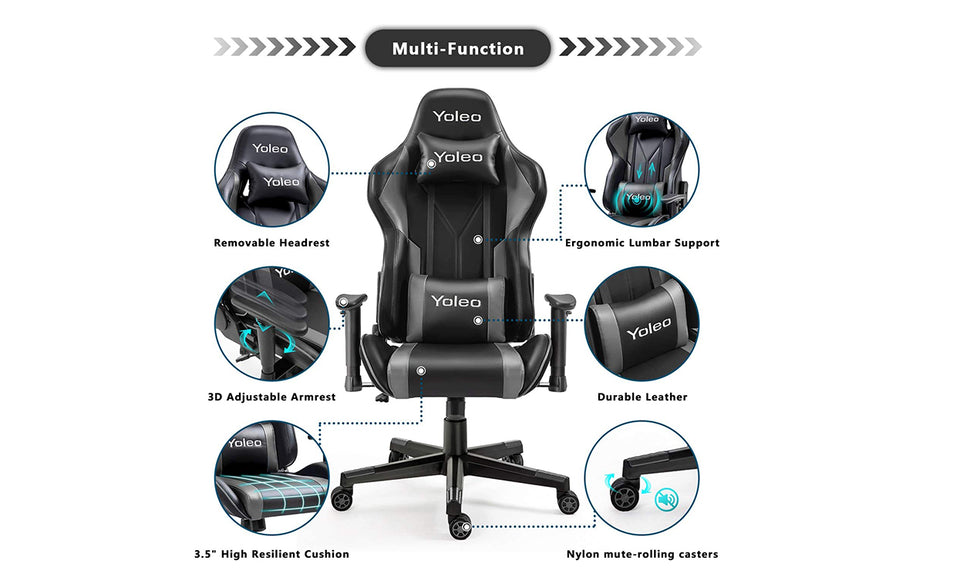 Yoleo/Bigzzia  PC & Racing Game Chair-155 Degree-Black