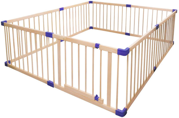 Dripex 204 x 184cm/  204 x 154cmWooden Baby Playpen, 8 Panels Large Play Fence for Toddlers, Kids Rectangle Activity Center Safety Play Yard with Lockable Door for Indoor and Outdoor