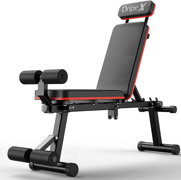 Dripex Weight Bench Adjustable and Foldable, All-in-one Flat Bench Sit Up Bench, Utility Home Gym Bench for Full Body Workout Bench Press