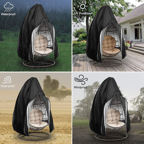 Dripex Hanging Egg Chair Cover Rattan Single Swing Seat Chair Cover For Garden Patio Outdoor Waterproof Anti-dust Furniture Cover(190x115cm)