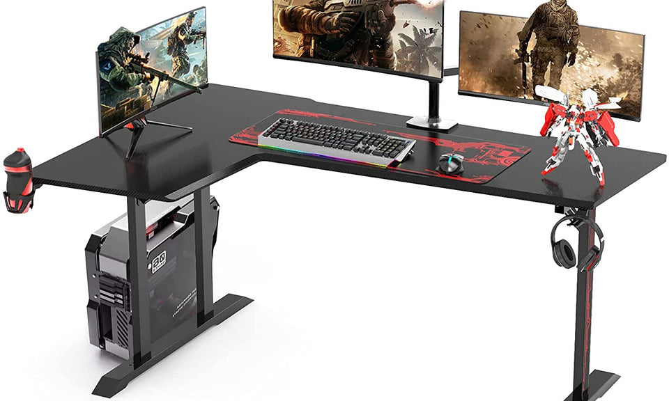 Dripex Ergonomic L Shape Computer Desk Large Carbon Fiber Desktop Surface