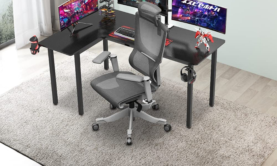 Dripex L shaped Corner Gaming Desk Large Desktop Surface with Cup Holder