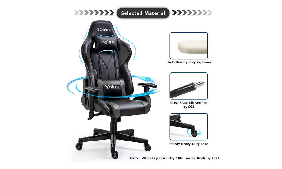 Yoleo/Bigzzia  PC & Racing Game Chair-155 Degree-Black