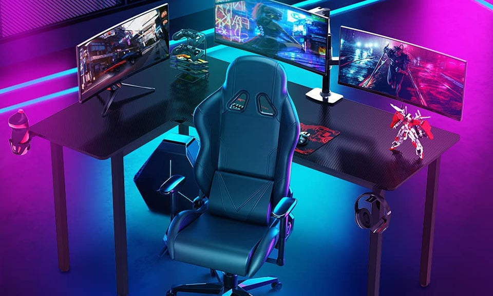 Dripex L shaped Corner Gaming Desk Large Desktop Surface with Cup Holder