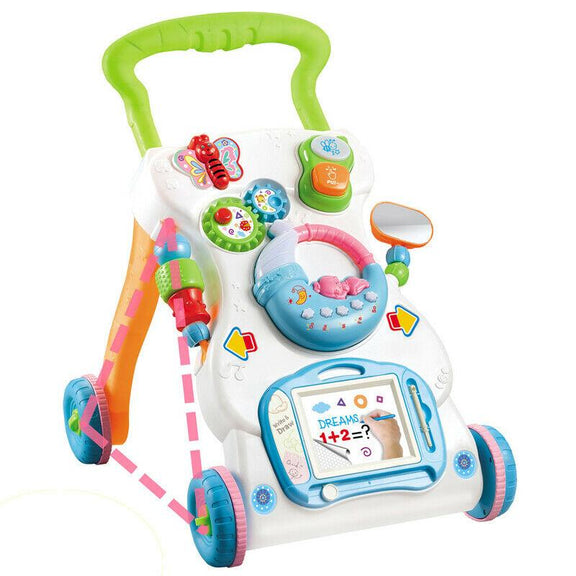 Interactive Baby Walker 3 in 1 First Steps Push Along Bouncer Activity Music Toy